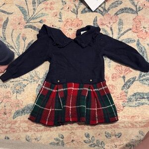 Janie and Jack Navy and Plaid Dress 6-12m